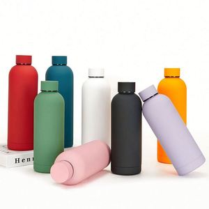 500ml Vaccum <b>Rubber</b> Paint <b>Matte</b> Soft Touch Water Bottle Thermal Flask - Product Image 2