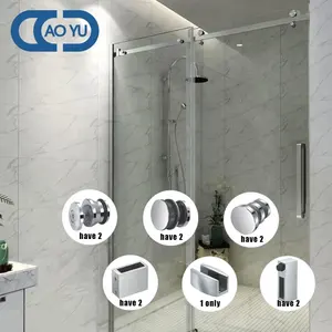 Frameless bathroom sliding tempered steel 304 316 style shower glass door hardware sliding door uper rollers fittings system