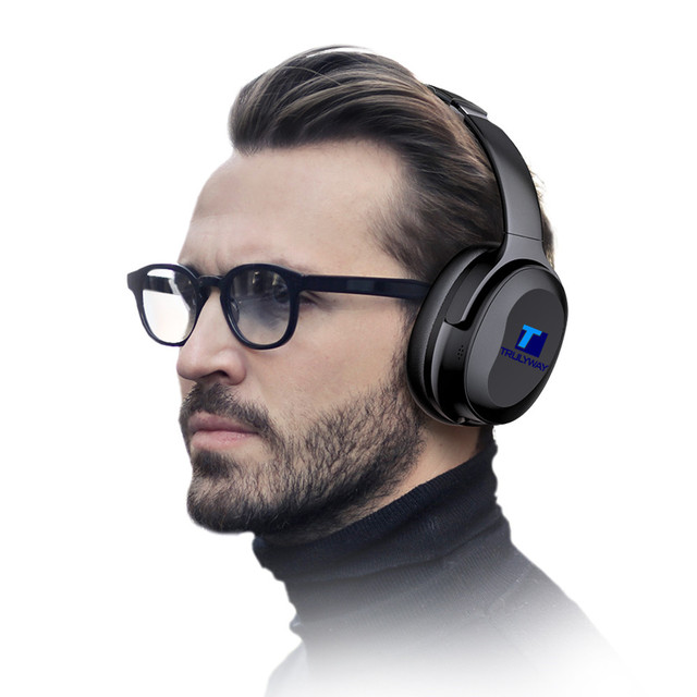 Trulyway H001B Leather Wireless Earphone Over-Ear Sport Gaming Headset Headband On-Ear Headphones for Travel Mobile Phone Use