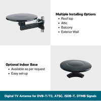 Antenne TV numérique HD Antop à réception longue portée 360 degrés pour intérieur/extérieur, chaînes gratuites