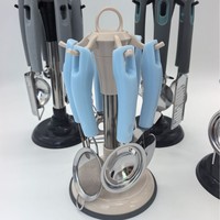 Ensemble d'ustensiles de cuisine 6 pièces en acier inoxydable avec manche en plastique, éplucheur de pommes de terre, coupe-pizza, ustensiles de cuisine Yangjiang modèle Jbq001