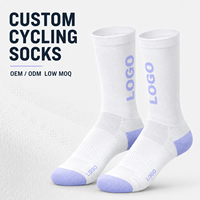 Chaussettes de cyclisme personnalisées anti-bactériennes pour hommes, respirantes, à compression, mi-mollet, OEM ODM, faible MOQ, pour vélo de route, course et activités de plein air