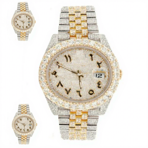Reloj Mecánico de Lujo con Moissanita, Cristal Automático, Resistente al Agua 10 Bar, Acero Inoxidable, Oro Amarillo, Estilo Hip Hop, con Diamantes - Product Image 1