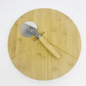 28 см бамбуковая доска для пиццы и нержавеющая сталь колесо для пиццы бамбуковая тарелка с круглым ножом