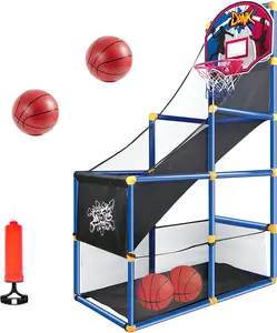 Kids Arcade Basketballs pielset mit 4 Bällen und Reifen für Kinder Indoor Outdoor Sport Play Luftpumpe enthalten