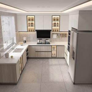 섬이있는 현대 대형 주방 캐비닛 세트 풀 세트 수도꼭지 액세서리를 포함한 친환경 주방 캐비닛 - Product Image 1