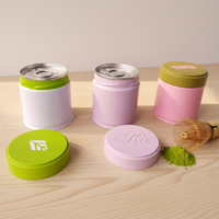 Boîte de conserve personnalisée pour poudre de thé matcha vert et rose, de qualité alimentaire, hermétique, à fond non scellé, avec couvercle à tirette