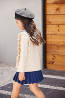 Fábrica de ropa personalizada Ventas al por mayor Niños Ropa de invierno Manga larga Hueco Cardigan Suéteres Niñas Suéter personalizado