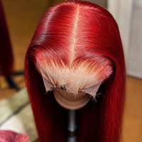 Nouvelle perruque en cheveux humains lisses bordeaux 99J, perruque frontale en dentelle HD ultra-lisse, pré-épilée, sans colle, en cheveux vierges, vente en gros