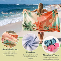 Tropical Seaside Quick Dry Modern Cartoon Coconut Tree Print Holiday Pool Beach Bath Towel