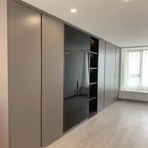 Roupas hotel designer vidro porta de deslizar, armário de madeira sólida moderno preto vidro 3 portas deslizantes armário italiano