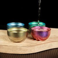 Vente chaude Titane Coloré Métal Tasse À Thé Double Paroi Sake Shot Tasse pour Bar et Cocktail Écologique Accessoires À Boire