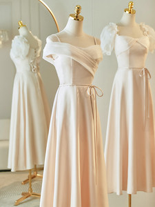 S0938Y Nouvelle <span class=keywords><strong>Robe</strong></span> de <span class=keywords><strong>Demoiselle</strong></span> <span class=keywords><strong>d</strong></span>'<span class=keywords><strong>Honneur</strong></span> Champagne 2026 en Satin <span class=keywords><strong>d</strong></span>'Été, <span class=keywords><strong>Robe</strong></span> de Soirée Nuptiale Haut de Gamme Unique pour Femme, Portée Quotidiennement - Product Image 6