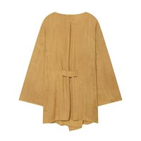 Ensemble pantalon et manteau YOYO pour femme, style européen et américain, coupe ample, manches longues, col en V, orné de perles, à lacets, couleur unie, longueur au-dessus du genou