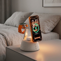 KUANGXIANG Cargador Inalámbrico Súper Rápido Qi22 de 25W con Altavoz para Teléfono Móvil, Auriculares, Reloj Inteligente, con Luz Nocturna de Cabecera y Soporte