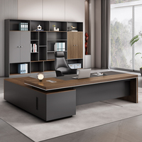 Bureau de style moderne en bois de luxe pour l'aviation, table de bureau en forme de L avec chaise confortable, mobilier de bureau agréable