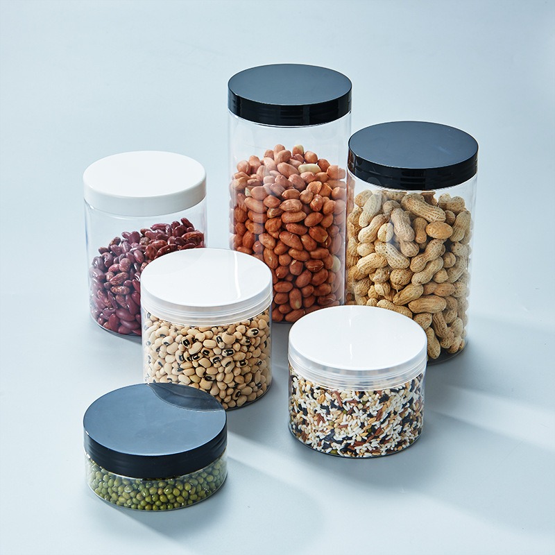 In Stock Wholesale PET Clear Plastic Jar Wide Mouth Bottle for Candy Food Scented Tea Pop Jar for Sugar and Jelly