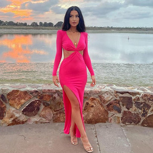 <span class=keywords><strong>Vestido</strong></span> <span class=keywords><strong>Midi</strong></span> fruncido con hombros descubiertos para mujer, <span class=keywords><strong>vestido</strong></span> Sexy de manga larga con espalda descubierta y abertura lateral para fiesta y Noche - Product Image 3