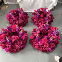 IFG Wholesale Classic Hot pink Table Flower Wreath for Candle Holder Floral Rings Wedding Decorations