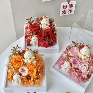 Vente en gros Lucky Fortune <span class=keywords><strong>chats</strong></span> boîte-cadeau en acrylique <span class=keywords><strong>pour</strong></span> toujours préservée fleur éternelle rose éternelle dans une boîte en acrylique - Product Image 4