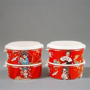 Bol à soupe rond en papier jetable personnalisé, gobelets en papier, récipient pour aliments bio, bol à salade en papier kraft à emporter avec couvercles pour fast-food - Product Image 3