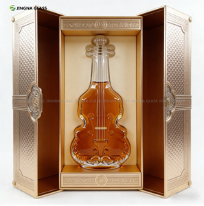 Bouteilles <span class=keywords><strong>de</strong></span> gin, <span class=keywords><strong>rhum</strong></span>, whisky, tequila et brandy en forme <span class=keywords><strong>de</strong></span> violon <span class=keywords><strong>de</strong></span> 100 ml avec logo personnalisé au design unique pour coffrets cadeaux d'alcool - Product Image 4