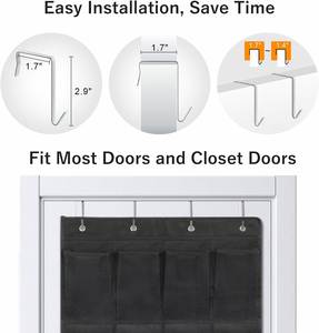 Heavy-Duty 24 Pockets Hanging <b>Shoe</b> Organizer, Non-woven Clear PVC Mesh with Metal <b>Hooks</b>, for Dorm & Bedroom Storage Bag - Product Image 6