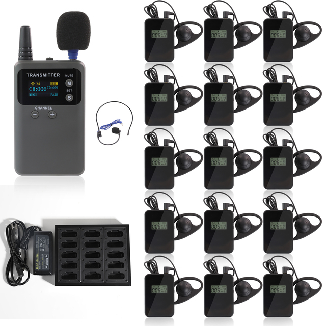 Wireless Tour Guide System 999 Channels Wireless Voice Transmission System Microphone System for Tourism Visit Conference