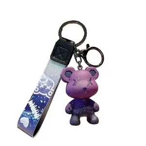 时尚ombre 3D熊PVC钥匙扣创意汽车钥匙扣塑料钥匙圈