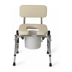 MSMT Swing Arm Rest for Easy Transfer Padded Seat Contains Chair Drop Arm Commode bedside with Pail Lid and Splash Guard