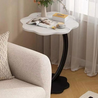 Petite table à thé en bois à double niveau avec structure en métal - Table d'appoint sur pied pour salon et chambre à coucher, usage domestique