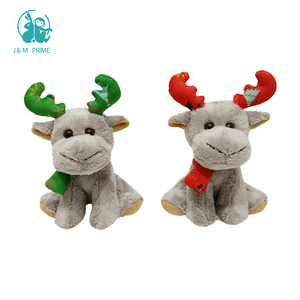 Peluche de Reno suave personalizado para Navidad, animales de peluche con bufanda roja, LOGO bordado - Product Image 5