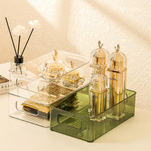 Boîte de rangement de bureau en acrylique T-Luxury, organisateur transparent pour cosmétiques, maquillage, soins de la peau, collations, avec poignées, 195g, fabriqué au Zhejiang - Product Image 3