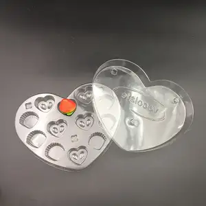 Set kotak blister plastik kemasan berbentuk hati macaron logo kustom untuk hadiah