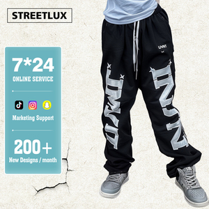 StreetLux-Chándal de calle personalizado, conjunto de dos piezas, parche bordado desgastado, sudadera recortada con cremallera y pantalones de chándal - Product Image 1