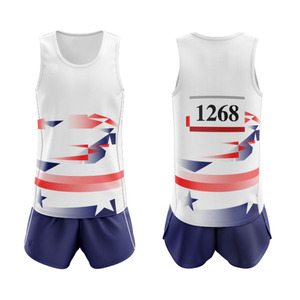 Diseño personalizado Skinny Fit Deportes Running Wear Sets Nuevo contraste de color de secado rápido Impreso Pista Campo Uniformes Precio al por mayor - Product Image 6