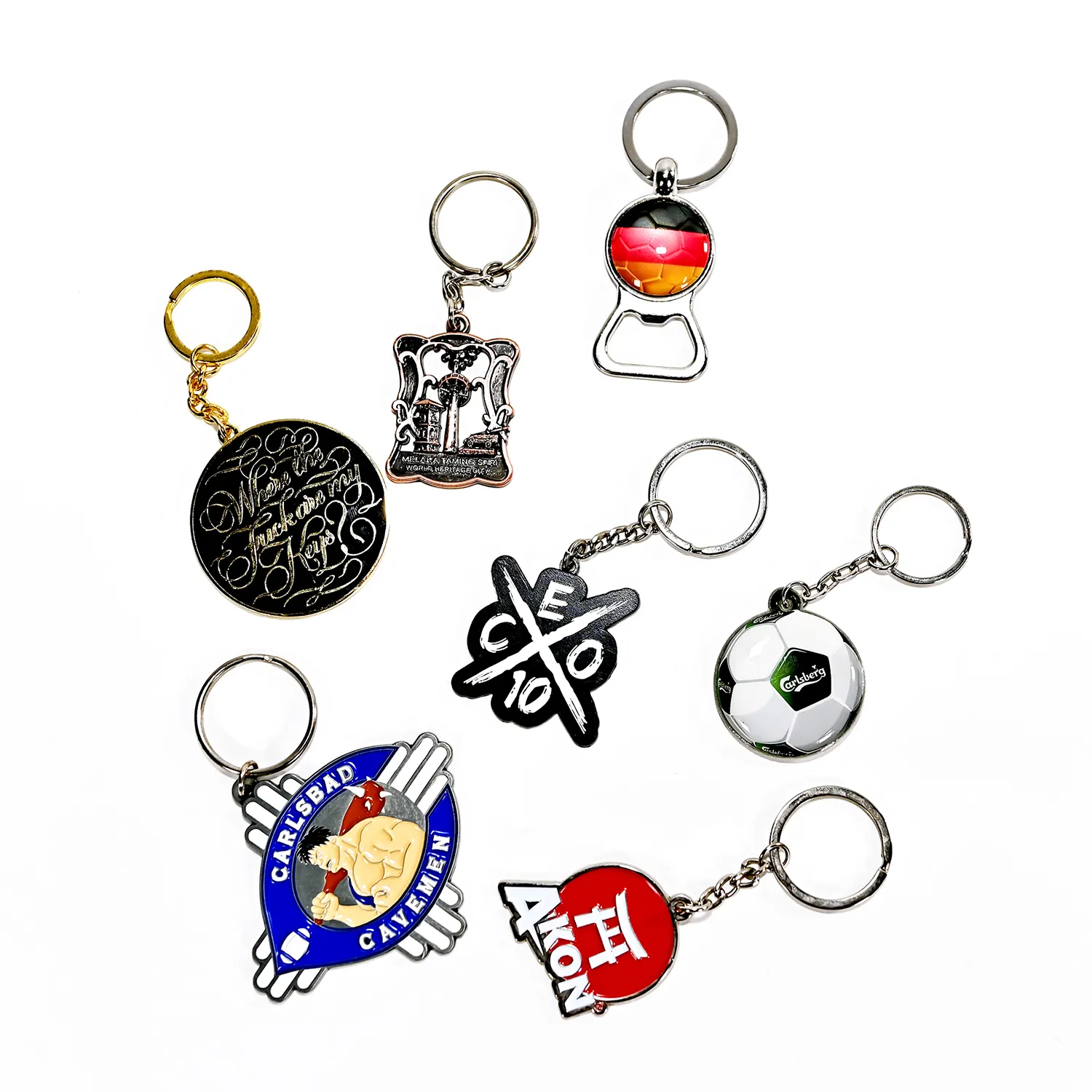 Promotional Cute Keychain 3d Cartoon Keychain Custom Made Key Rings Soccer Metal Key Chain Gold Keyring Enamel Anime Keychain