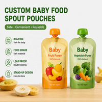 Pochettes personnalisées réutilisables anti-fuite pour aliments pour bébés, sachets d'emballage verticaux pour purée de fruits, yaourts et smoothies