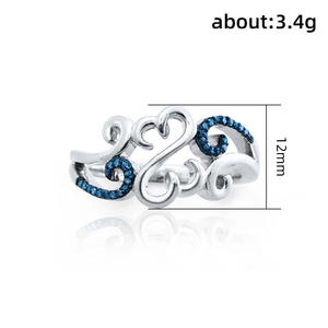 Anello a forma di cuore F1609 con micro pavé di zirconi blu, gioiello unisex alla moda, regalo per lei o per lui - Product Image 5
