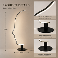 Lámpara de Pie LED Escultural Moderna Europea con Diseño de Rostro, Lámpara Artística para Sala de Estar, Dormitorio y Decoración del Hogar