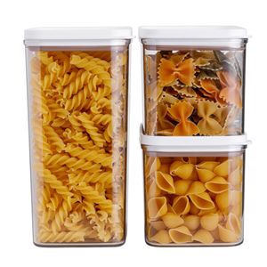Food Storage <b>Containers</b> Multi Size Airtight Rectangle Clip On Lid For Pasta Grains Cereals Kitchen Organization - Product Image 5