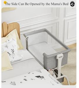<span class=keywords><strong>Lit</strong></span> bébé multifonctionnel en métal avec mode berçant, réglage de la hauteur, moustiquaire et roulettes - Product Image 3