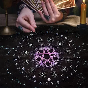 Yeni stil 25*25 inç Pentagram zodyak sunak bez Tarot Oracle kart astrology Divination masa örtüsü işaretleri