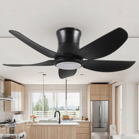Ventilateur de plafond lumineux LED Eco Hugger électrique avec télécommande, design encastré, utilisation domestique, moteur CC, refroidissement par air, métal