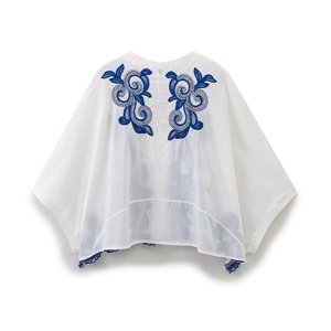 SHENZHU Femme 2025 Nouvelle Collection Été Chic : Blouses Brodées Contrastées, Chemises Vintage à Manches Longues, Hauts Élégants - Product Image 2