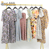 Gaun Wanita Terlaris Elegan Motif Bunga Katun Pakaian Pantai Musim Panas Baju Bekas Grosir Bale