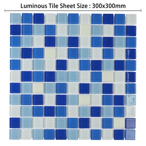 Prix ​​bas, mosaïque de carreaux de piscine en cristal de verre luminescent bleu mélangé, qui brille dans le noir - Product Image 4