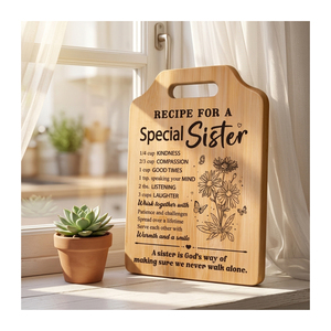 Planche à découper en bambou sculpté double face, cadeau de <span class=keywords><strong>cuisine</strong></span> populaire 2026 pour sœur, planche à pain solide en bois, vente en gros - Product Image 3