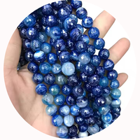 Vente en gros de 4m 6mm 8mm 10mm 12mm 14mm 16mm perles d'agate ronde à facettes brillantes en pierre galvanisée rayure pour la fabrication de bijoux