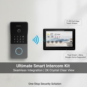 Kit de Intercomunicación Hiwink Poe para 4 Apartamentos, Sistema de Videoportero con Cámara 2K HD, Reconocimiento Facial y de Palma de la Mano, Compatible con Tuya Videocitofono - Product Image 1